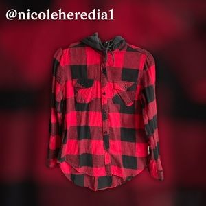 Hoodie Button-Up Flannel Shirt
